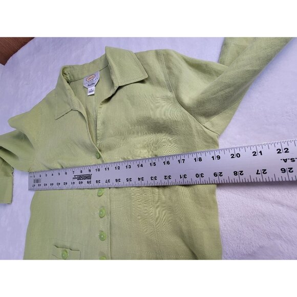 Talbots Petites Womens Green Button-Front Irish Linen Blazer Jacket 8P Casual - Picture 6 of 7